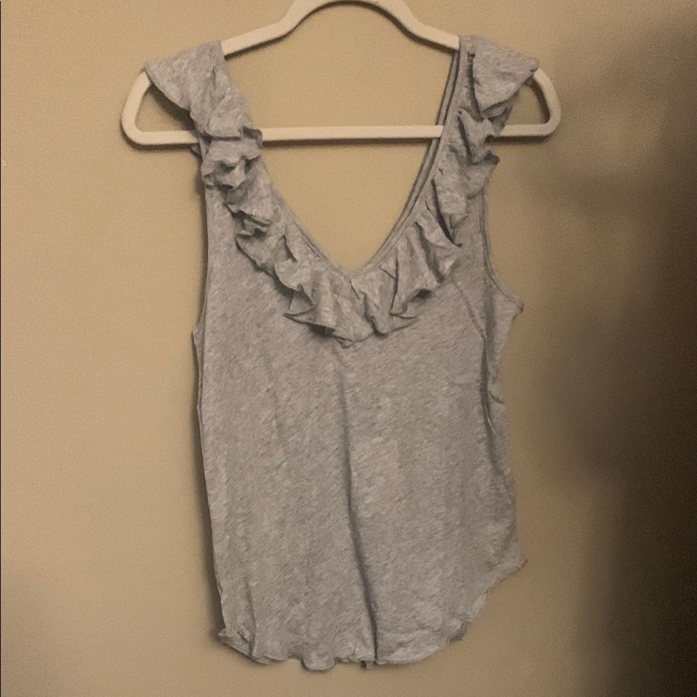 Gray Ruffle Sleeveless Top